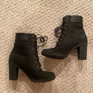 Timberland women’s Glancy lace up heel boot black size 7.5